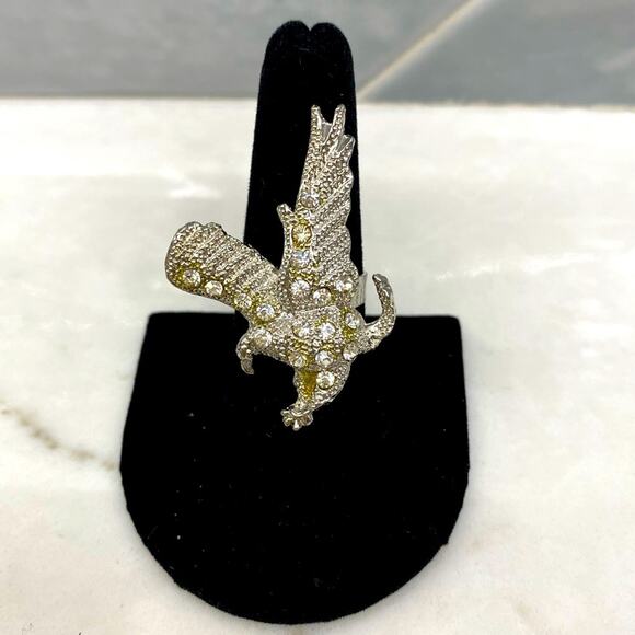 Rhinestone encrusted eagle adjustable ring talons - Picture 1 of 5